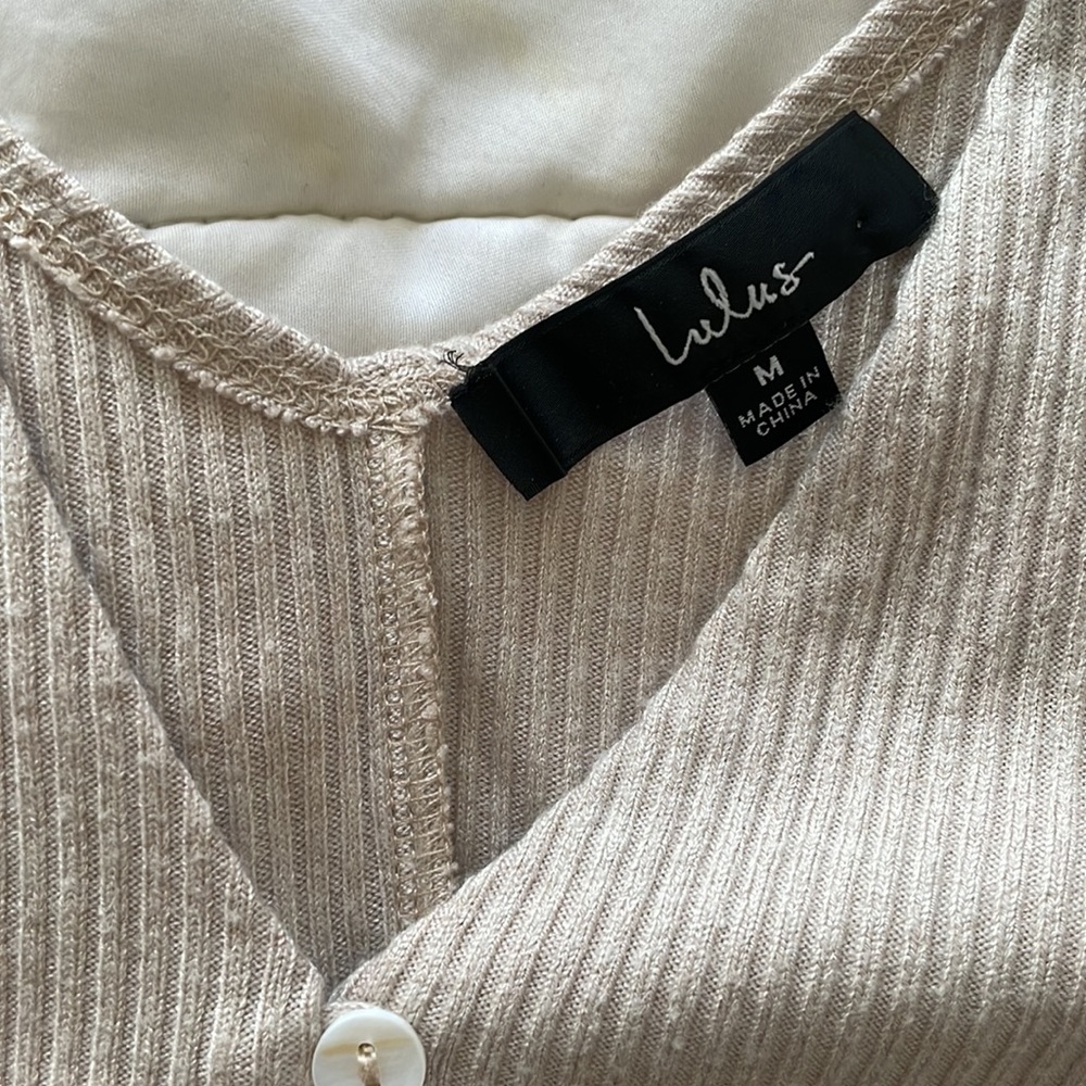 Lulus Ribbed Knit Button Up Top - Picture 4 of 5